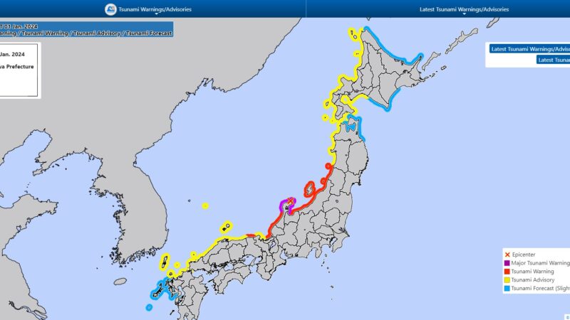 Japão tem alerta para ‘grande tsunami’ após terremotos