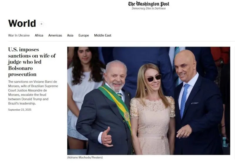 O que diz imprensa internacional sobre sanção dos EUA a mulher de Moraes: ‘escalada de tensões diplomáticas’