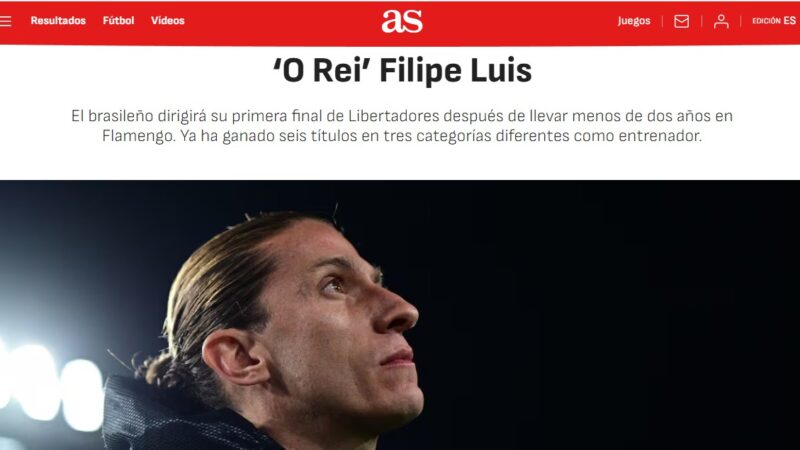 Jornal espanhol destaca trajetória de Filipe Luís no Flamengo: “Há um novo rei no futebol brasileiro”