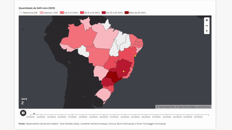 Futebol brasileiro supera marca de 120 SAFs em 4 anos; confira Mapa com linha do tempo