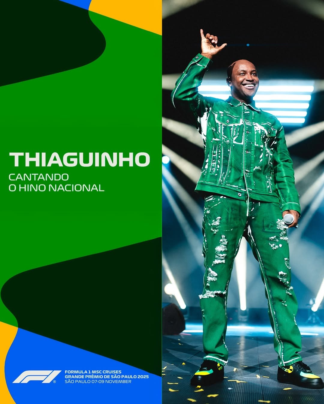 Thiaguinho será cantará o hino nacional no GP de São Paulo