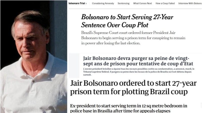Como imprensa internacional noticiou início da pena de Bolsonaro: ‘queda dramática’