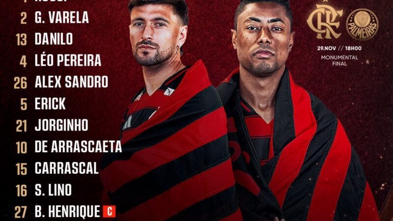 Escalação do Flamengo: com surpresas, veja o time para a final da Libertadores contra o Palmeiras