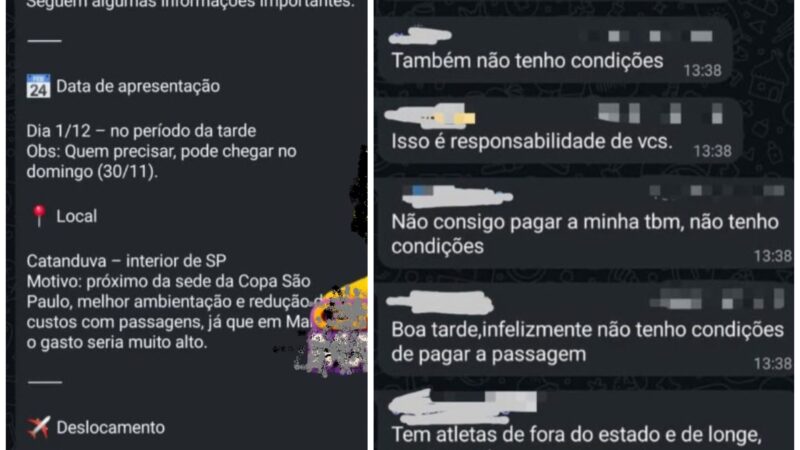 Mensagem sobre passagens gera queixas no Sub-20; presidente do Naça fala em má interpretação