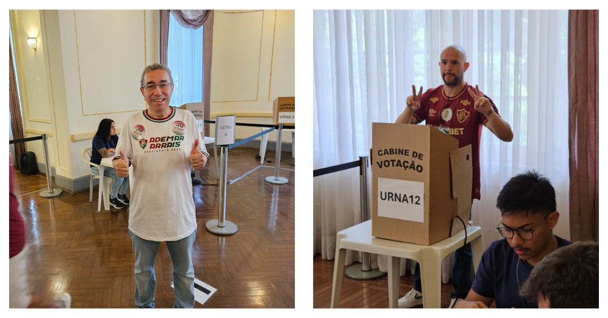 Ademar Arrais e Mattheus Montenegro, candidatos à presidência do Fluminense, votam em Laranjeiras