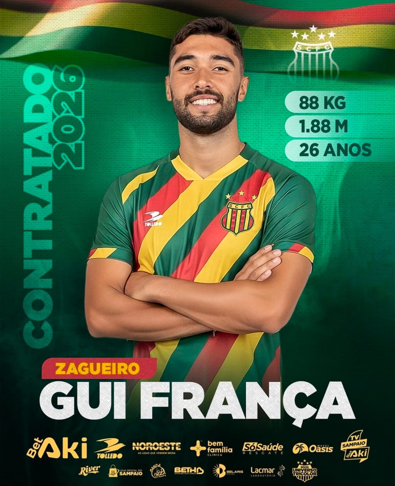 Sampaio anuncia zagueiro da terceira divisão dos Estados Unidos