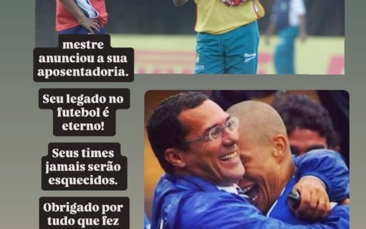 Alex faz postagem sobre aposentadoria de Luxemburgo e destaca: “Salvou minha carreira”