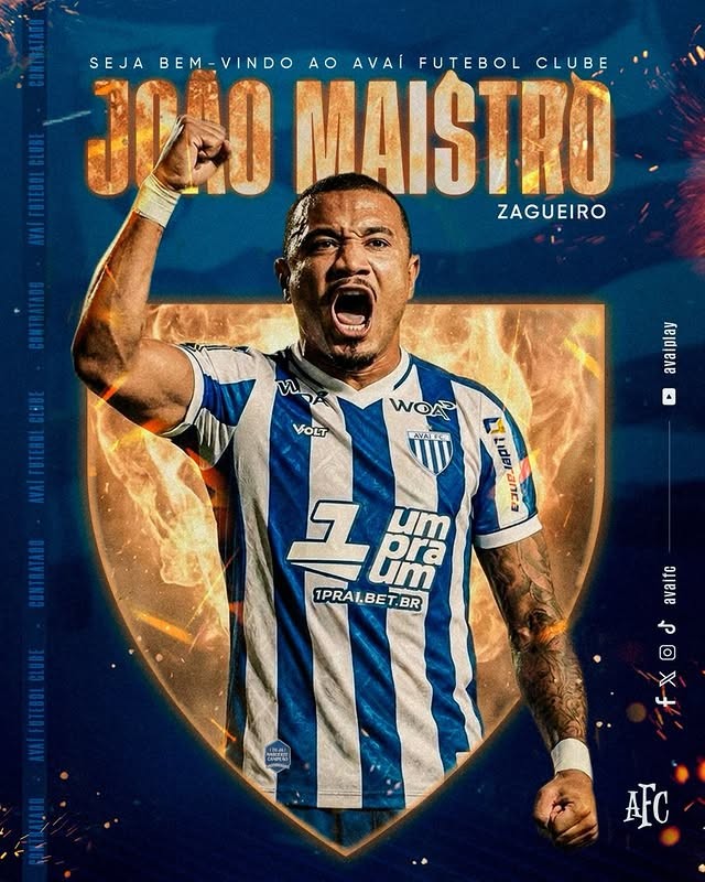 Avaí anuncia a contratação por empréstimo do zagueiro João Maistro