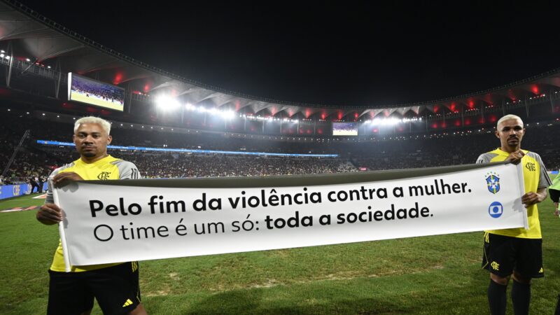 Jogo entre Flamengo e Ceará tem campanha de combate à violência contra mulher