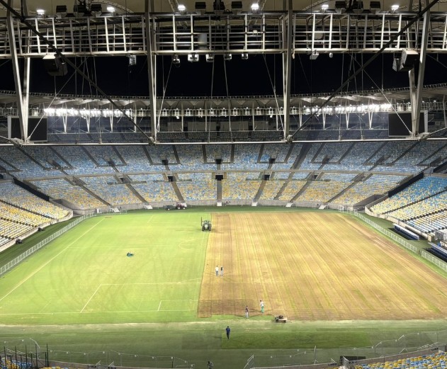Maracanã passa por manutenção do gramado durante pausa do futebol