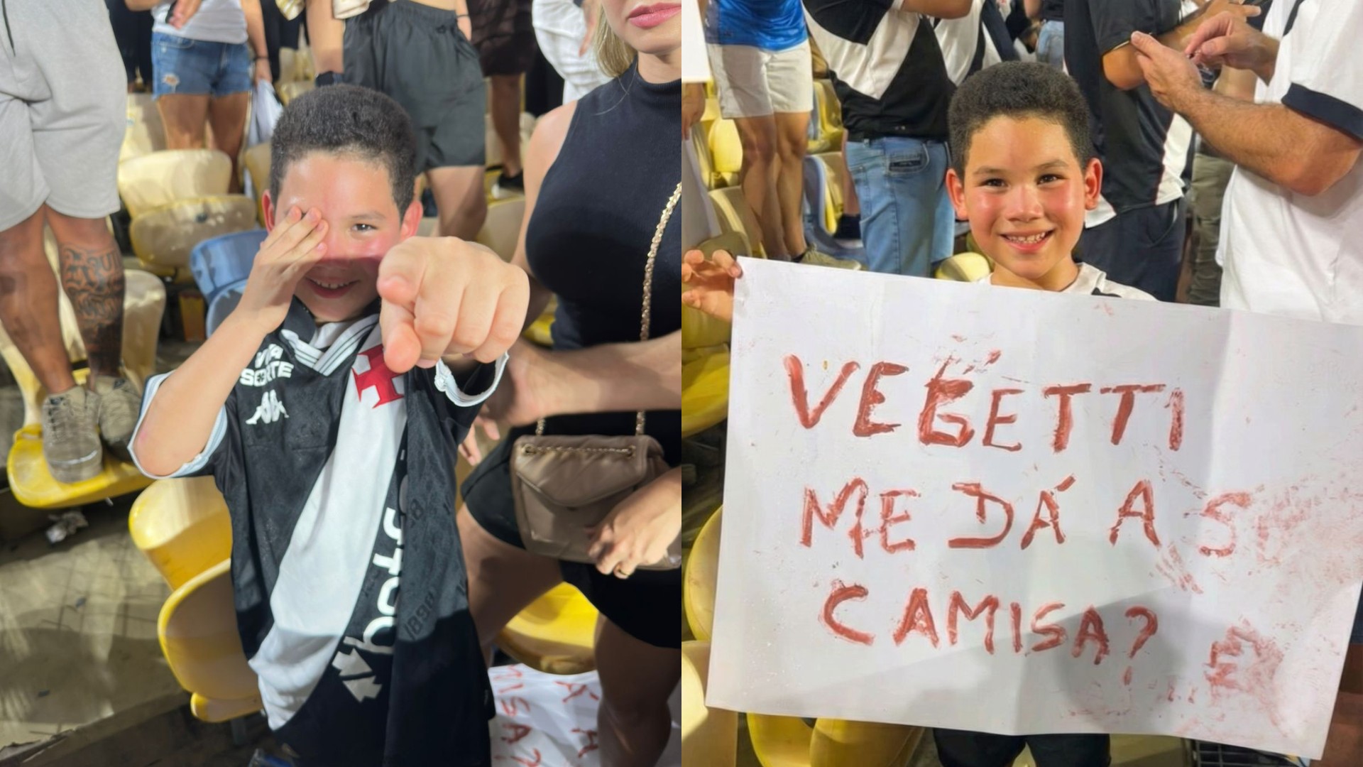 Torcedor mirim do Vasco ganha camisa de Vegetti após classificação para Copa do Brasil