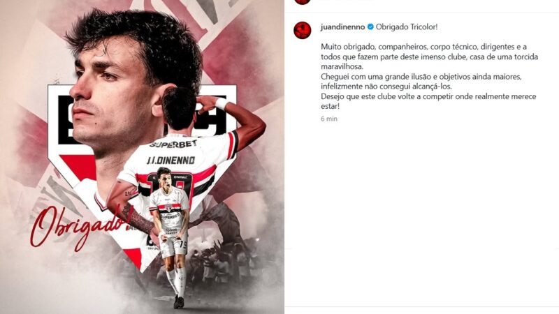 Dinenno se despede do São Paulo com apenas oito jogos disputados