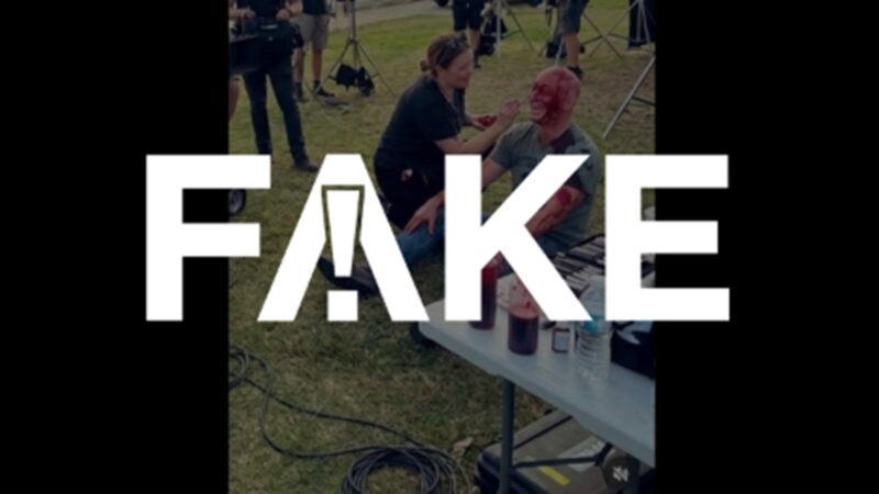 É #FAKE que ataque terrorista em praia na Austrália tenha sido encenado; foto de homem com ‘sangue falso’ foi criada com IA