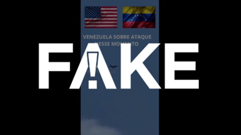 É #FAKE que vídeo mostre avião dos Estados Unidos bombardeando a Venezuela; trata-se de IA