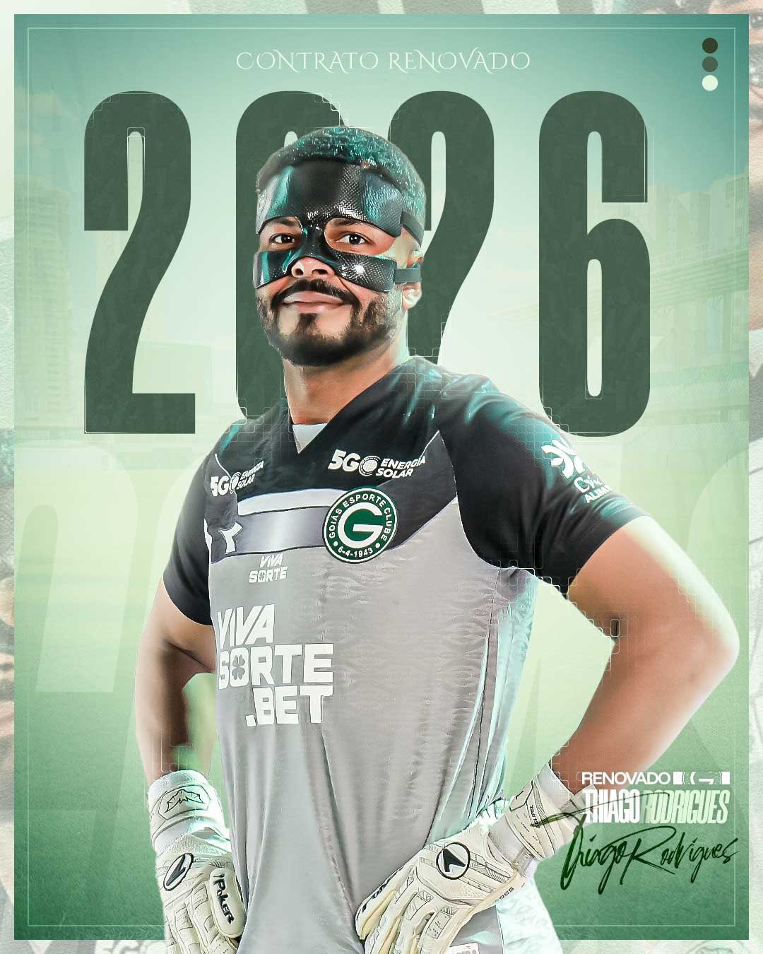 Goiás anuncia renovação de contrato do goleiro Thiago Rodrigues