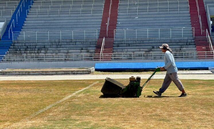 Com 78 jogos na temporada, gramado do Estádio Rei Pelé passa por reforma