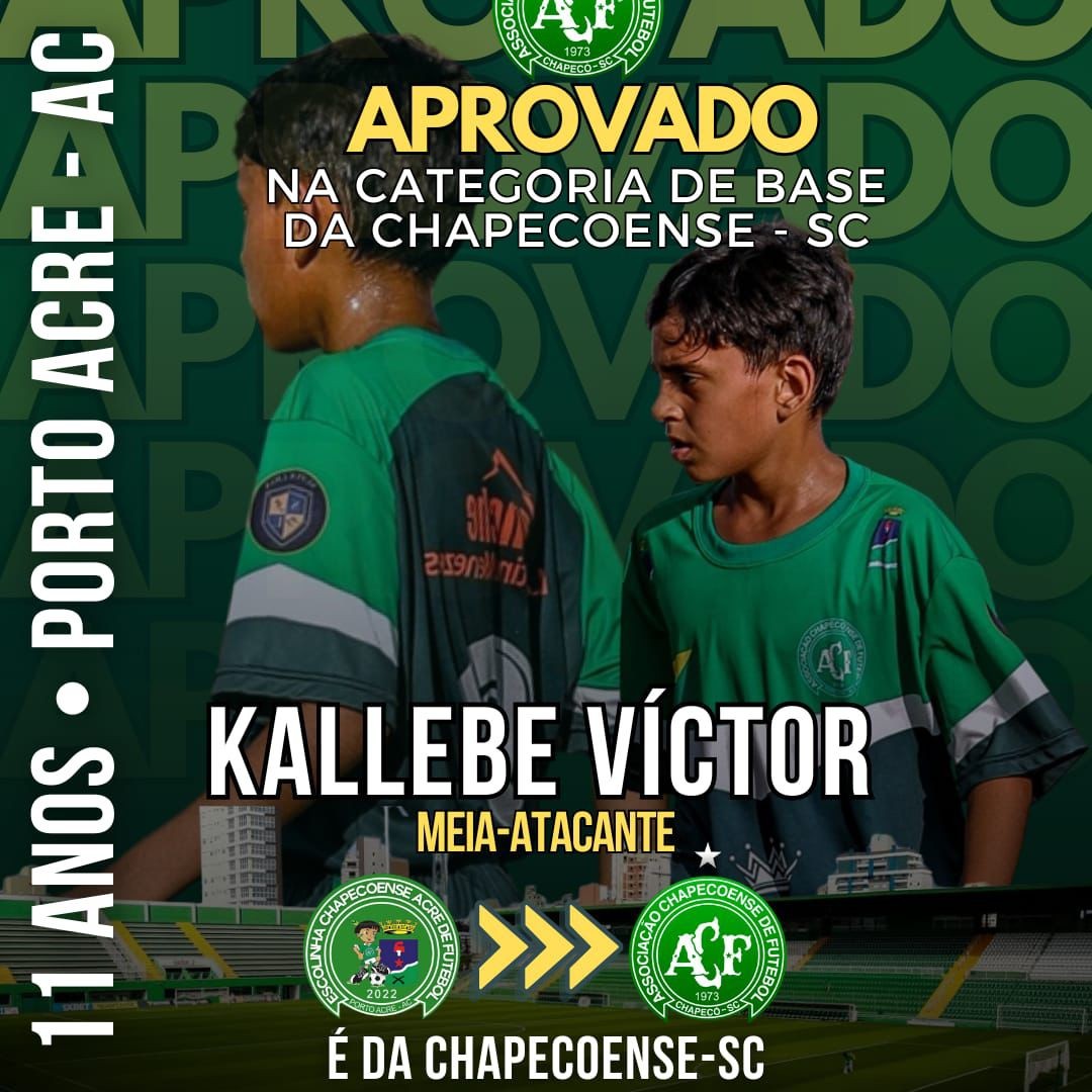Meia acreano de 11 anos é aprovado para integrar a categoria sub-13 da Chapecoense