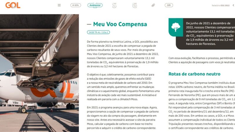 Idec aciona Gol na Justiça por suposta propaganda enganosa de programa que prometia compensar a poluição de voos