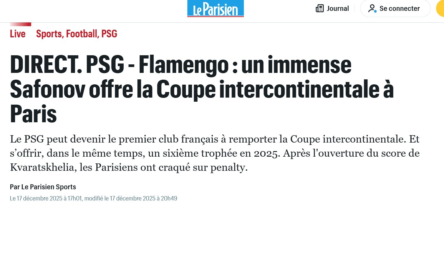 Jornais franceses exaltam Safonov: “Imenso”