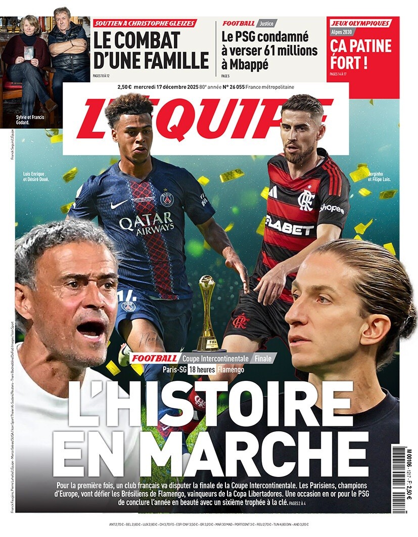 Jornal francês destaca “oportunidade de ouro” para o PSG na final contra o Flamengo