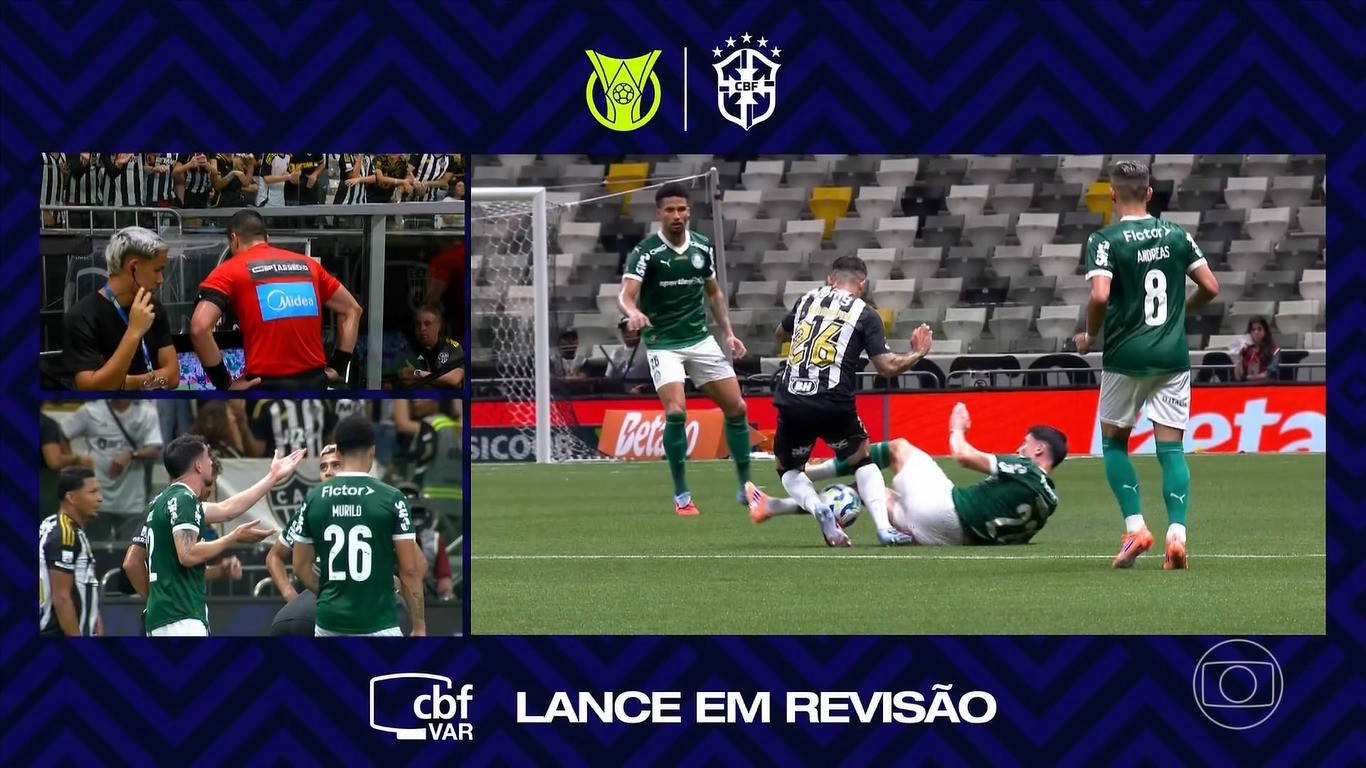 CBF divulga análise do VAR para expulsão de Piquerez em Atlético-MG x Palmeiras; veja vídeo