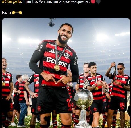 Flamengo se despede de Juninho, vendido para o futebol mexicano: “As ruas jamais vão esquecer”
