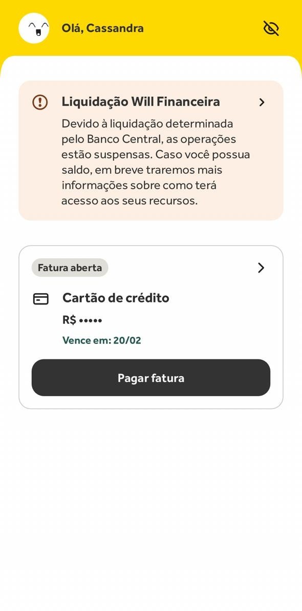 App do Will Bank congela operações, mas ainda mostra cobrança de cartão; veja o que fazer se for cliente