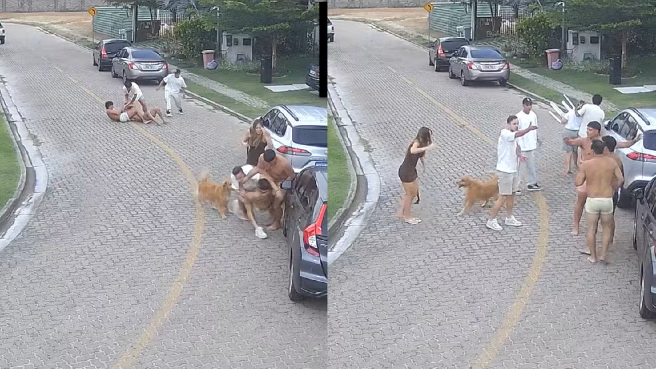 Vídeo mostra briga generalizada entre jogadores do Fortaleza e vizinhos