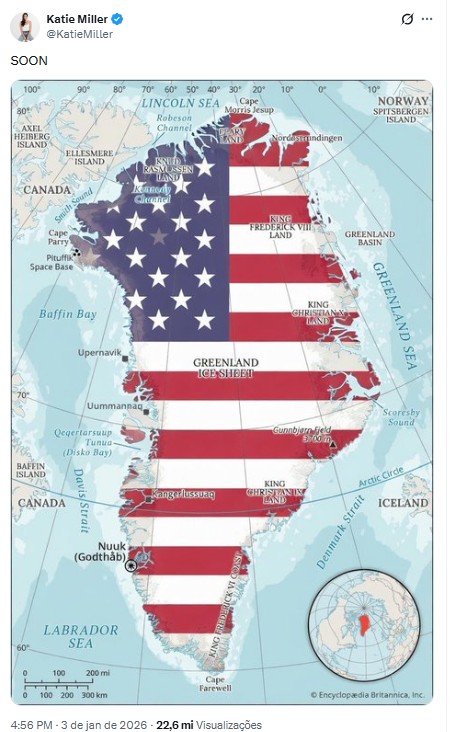Groenlândia pede ‘respeito’ após publicação de esposa de assessor de Trump