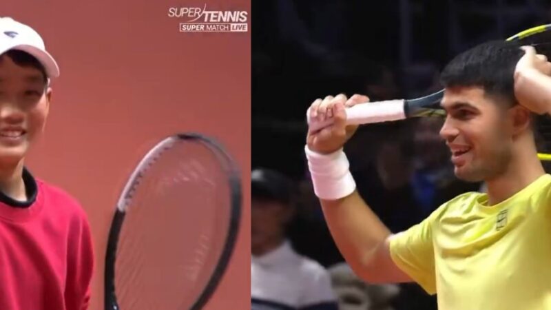 Criança pontua contra Alcaraz em amistoso e espanhol reage impressionado