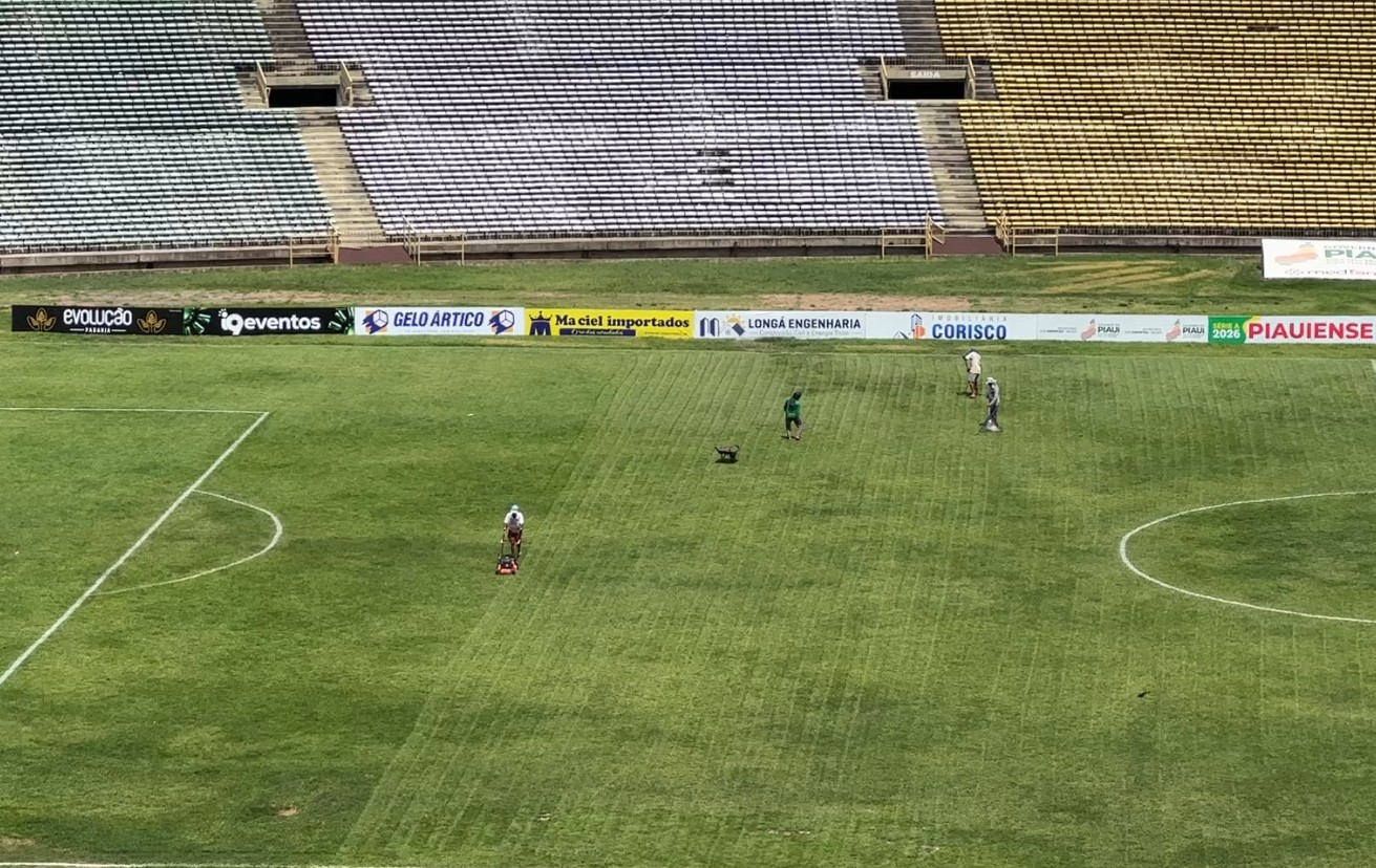 Gramado do Albertão passa por reparos antes de Piauí x Parnahyba, pelo Piauiense