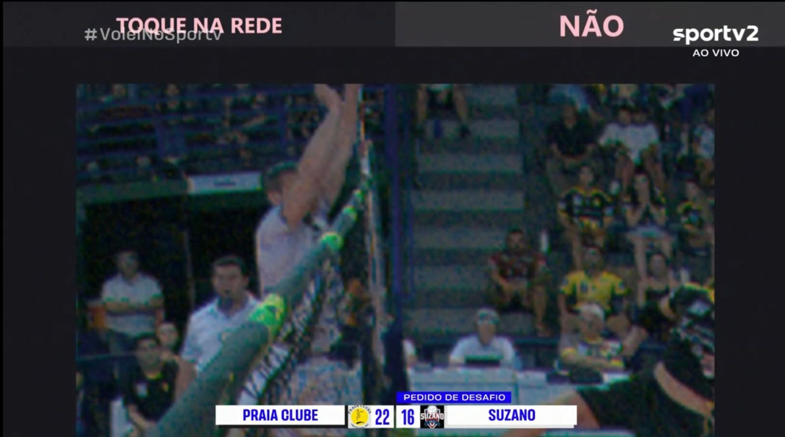 Ponto polêmico: árbitro e desafio divergem sobre toque na rede, e lance gera confusão em Praia Clube x Suzano