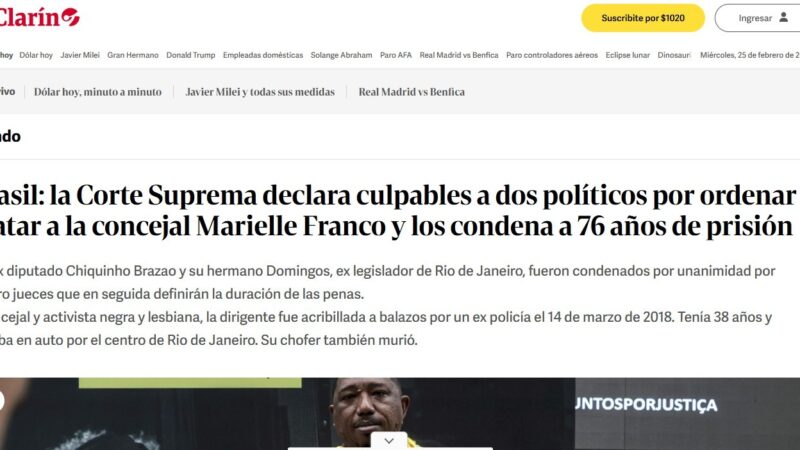 Condenação de irmãos Brazão por morte de Marielle repercute na imprensa internacional