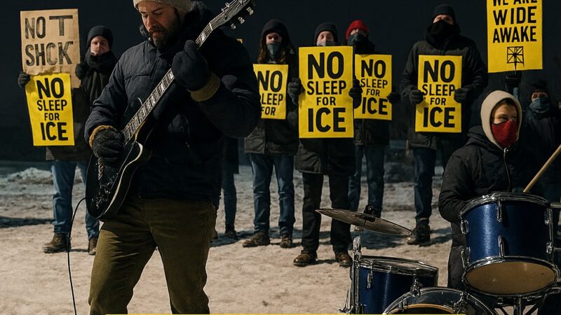 Músicos fazem apresentação de rock como protesto em frente a hotel de agentes do ICE: ‘Não vão dormir’; VÍDEO