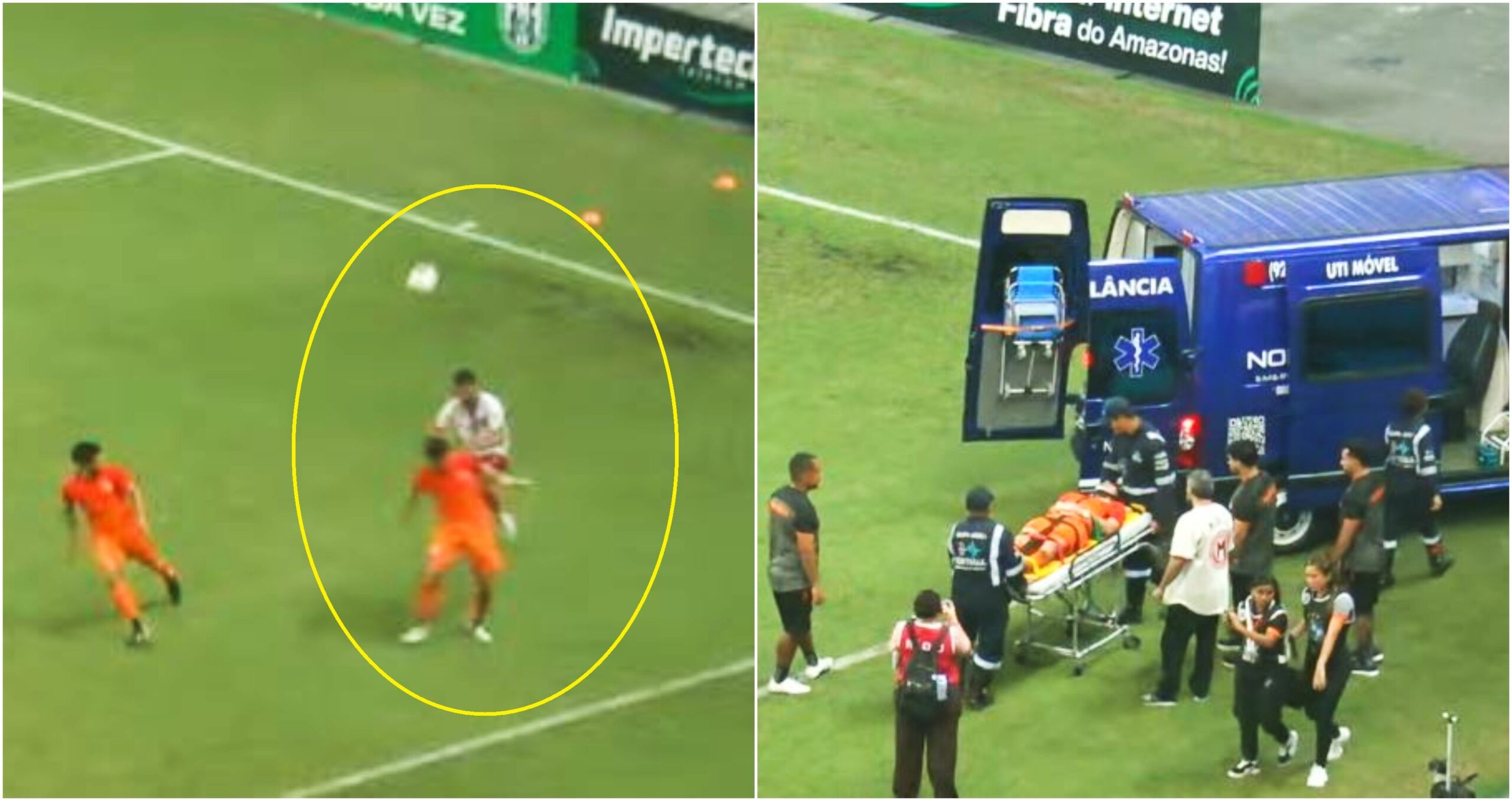 Zagueiro é levado de ambulância com suspeita de lesão que tirou Neymar da Copa de 2014; veja o lance