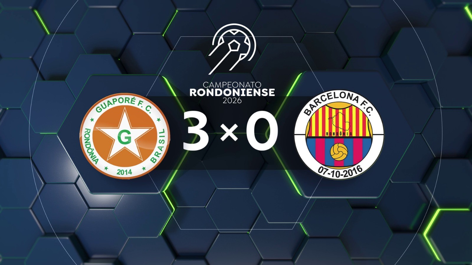 Guaporé vence o Barcelona por 3 a 0 e encosta na liderança do Rondoniense
