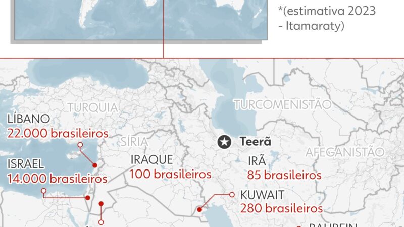 MAPA mostra onde vivem mais de 52 mil brasileiros em países envolvidos na escalada entre EUA, Israel e Irã