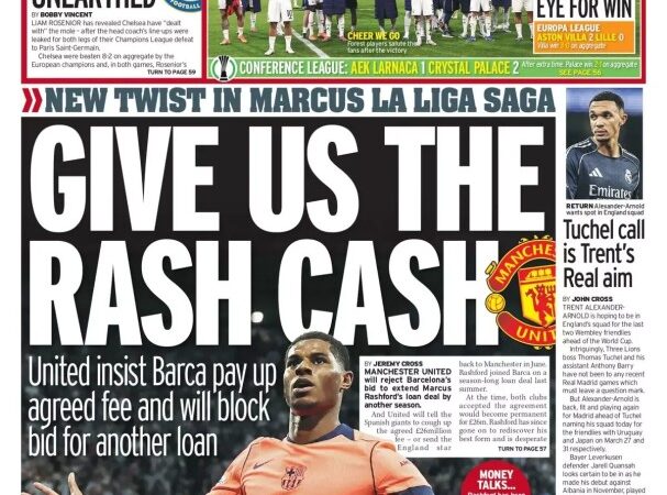 Manchester United rejeita nova investida do Barcelona por Rashford e exige valor acordado