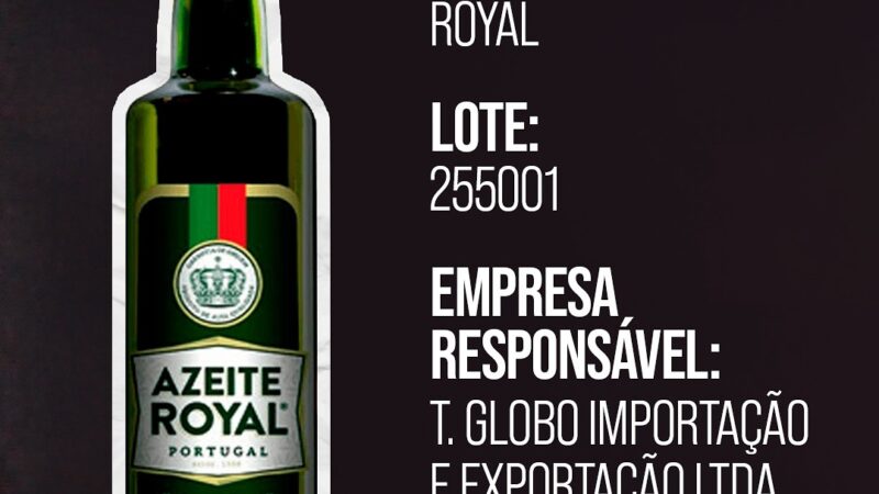 Anvisa proíbe azeite extravirgem da marca Royal por fraude na composição