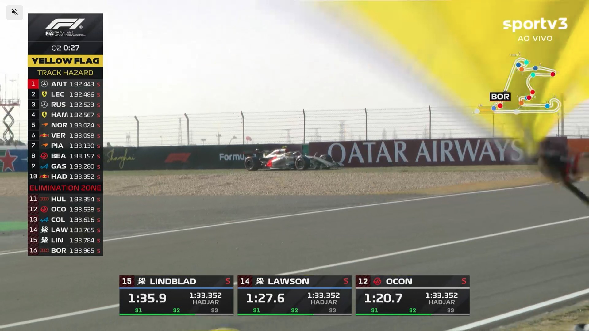 Bortoleto passa reto, é eliminado no Q2 e largará em 16º no GP da China