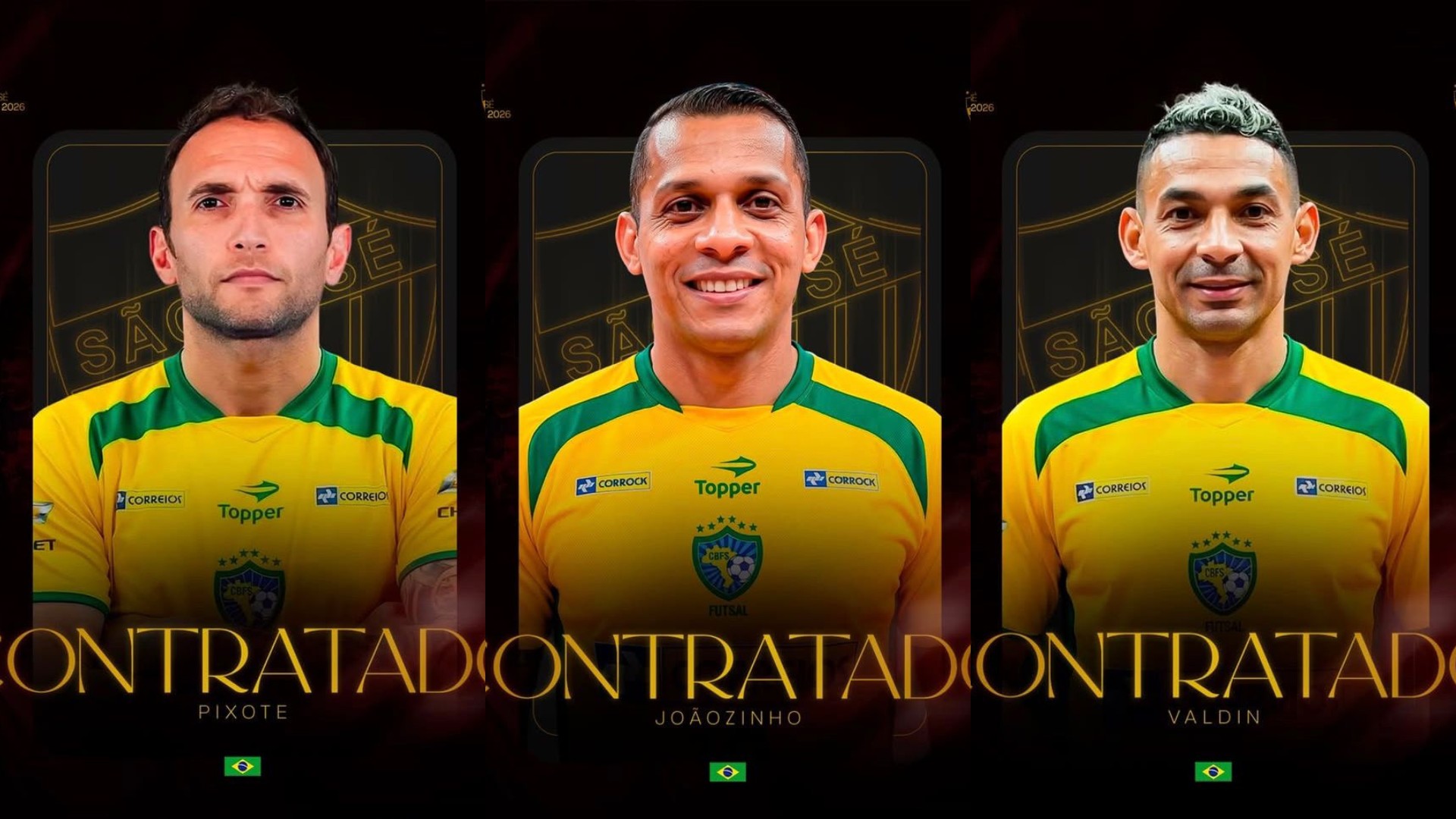 São José anuncia trio com passagem pela seleção brasileira de futsal