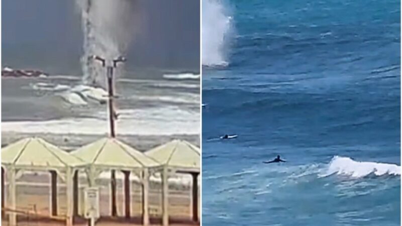 Mísseis atingem praia em Israel, e surfistas optam por continuar na água; veja vídeo