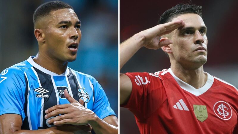 Carlos Vinícius x Borré: em alta, centroavantes de Grêmio e Inter travam duelo à parte no Gre-Nal