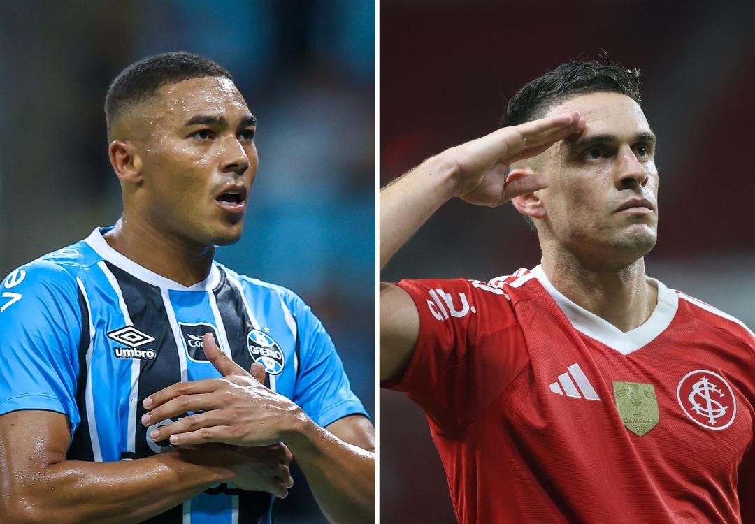 Carlos Vinícius x Borré: em alta, centroavantes de Grêmio e Inter travam duelo à parte no Gre-Nal
