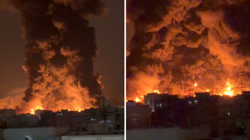 É #FATO: Vídeo mostra depósito de petróleo em Teerã tomado por chamas após ataque de Israel