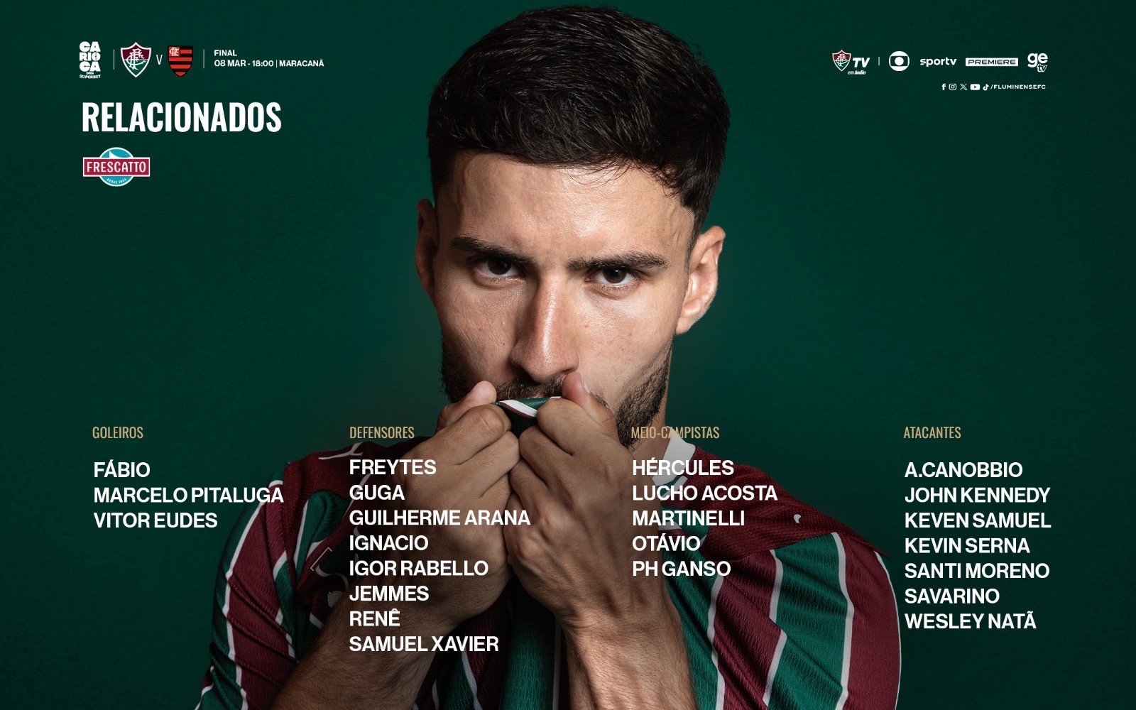 Sem Cano, Soteldo e Nonato, Fluminense divulga relacionados para a final contra o Flamengo
