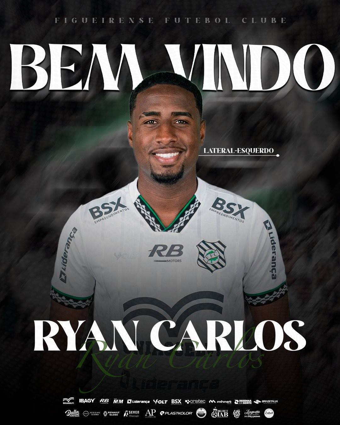 Figueirense anuncia o lateral-esquerdo Ryan Carlos como 22º reforço de 2026