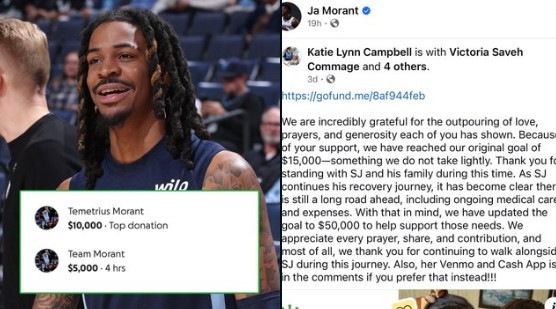 Ja Morant doa R$ 79 mil para menino que está hospitalizado após ser atropelado