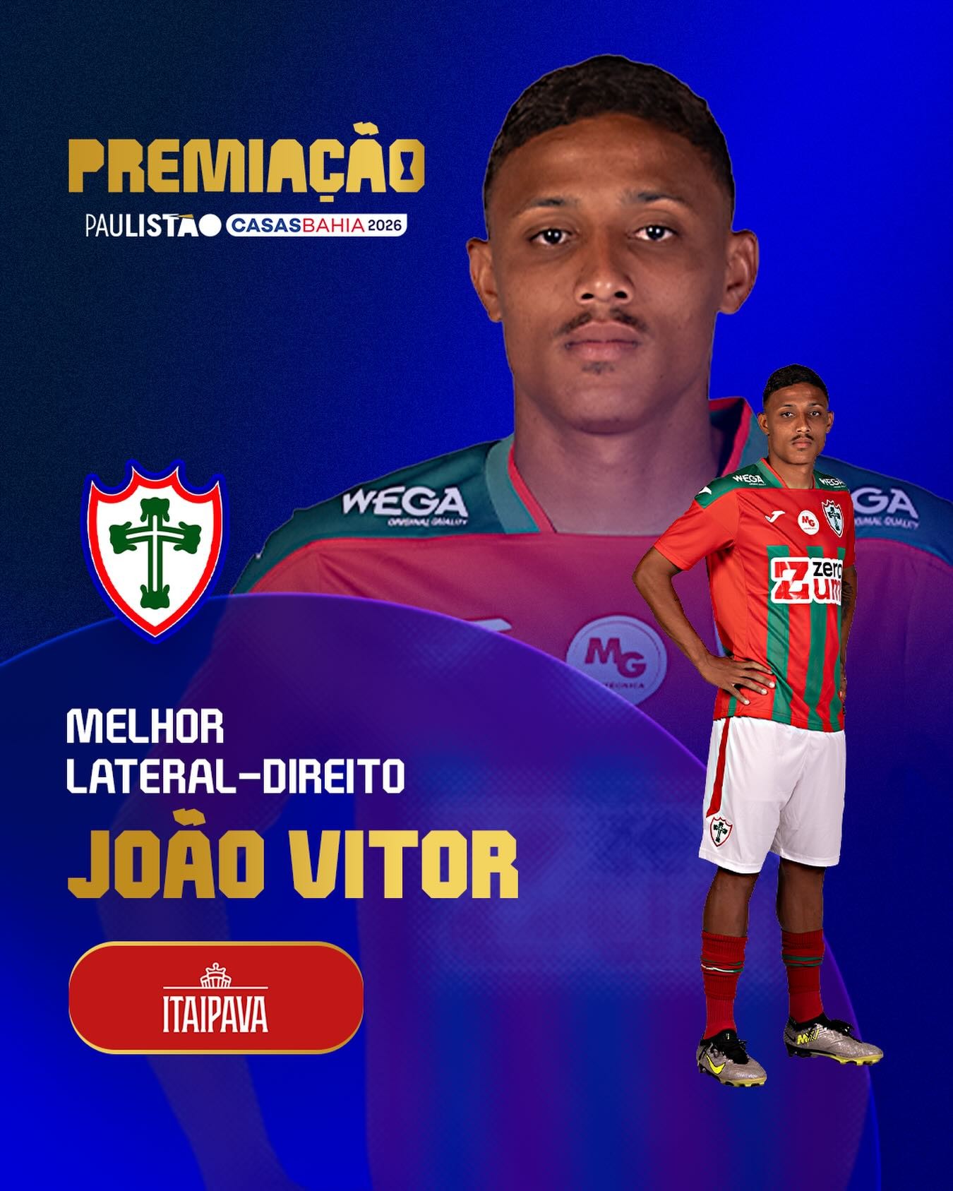João Vitor se torna primeiro jogador da história da Portuguesa a entrar na seleção do Paulistão