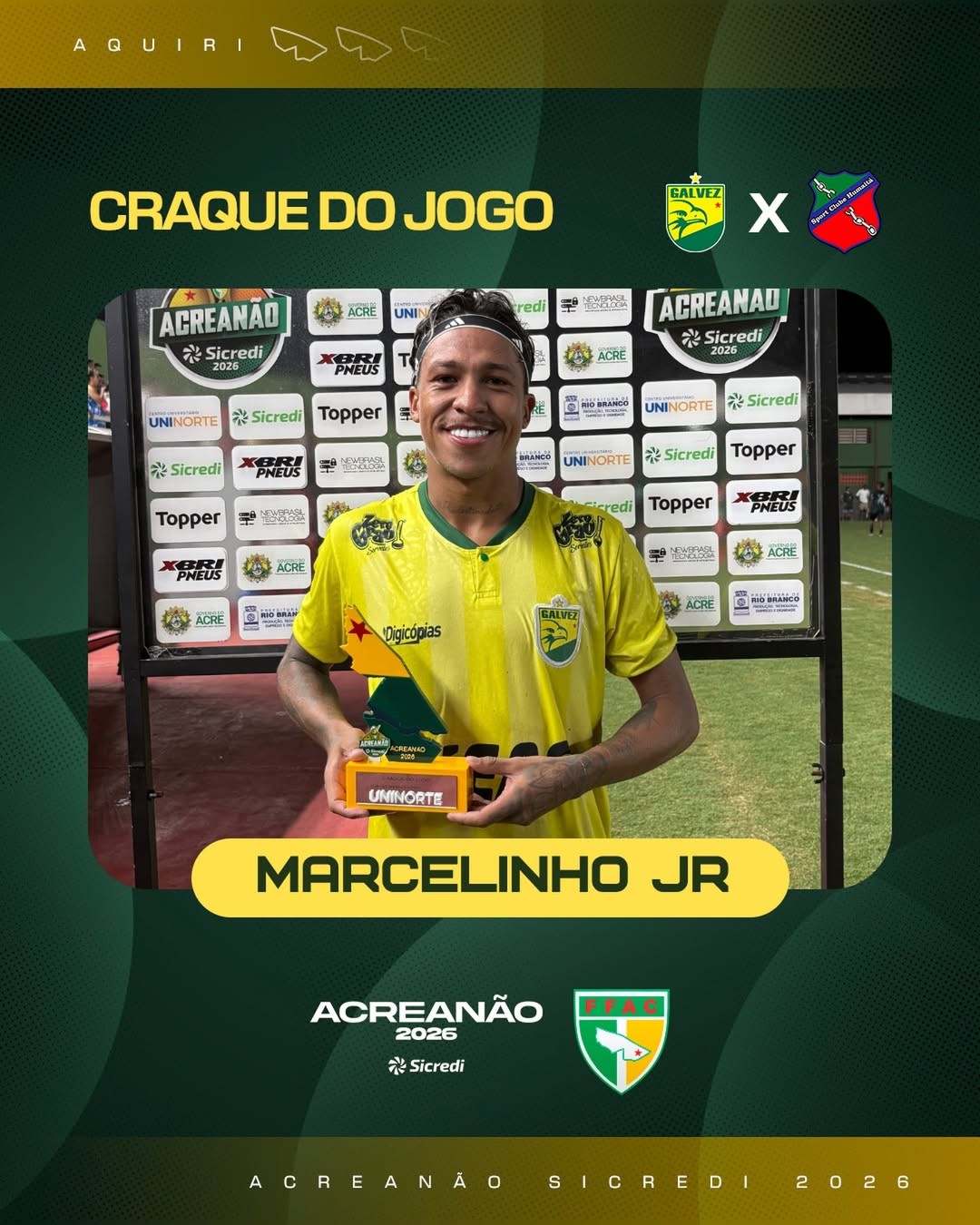 Em postagem, atacante Marcelinho Júnior se despede do Galvez: “Minha eterna gratidão”